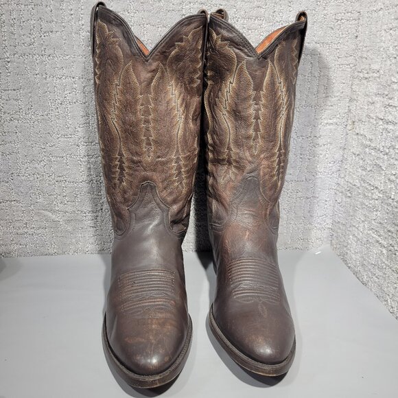 Dan Post Earp Mens Size US 10 Creed Brown Leather Western Pull On Cowboy Boots - Picture 2 of 12